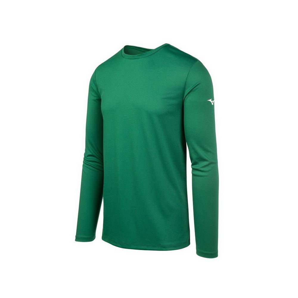 Maglietta Mizuno Long Sleeve Uomo - Verdi - 70964-BQCW